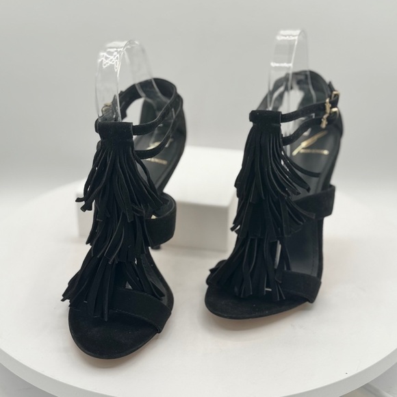 Brian Atwood Black Fringe Stiletto Heels Size 6.5 EUC - Picture 12 of 17